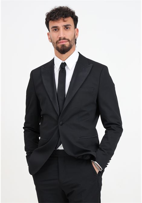 Black double-breasted men's jacket with satin lapels SELECTED HOMME | 16091939BLACK